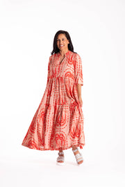 Collar Tiered Dress | Palm | Jellicoe