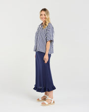 Cecile Boxy Shirt | Blue Stripe | Blackstone