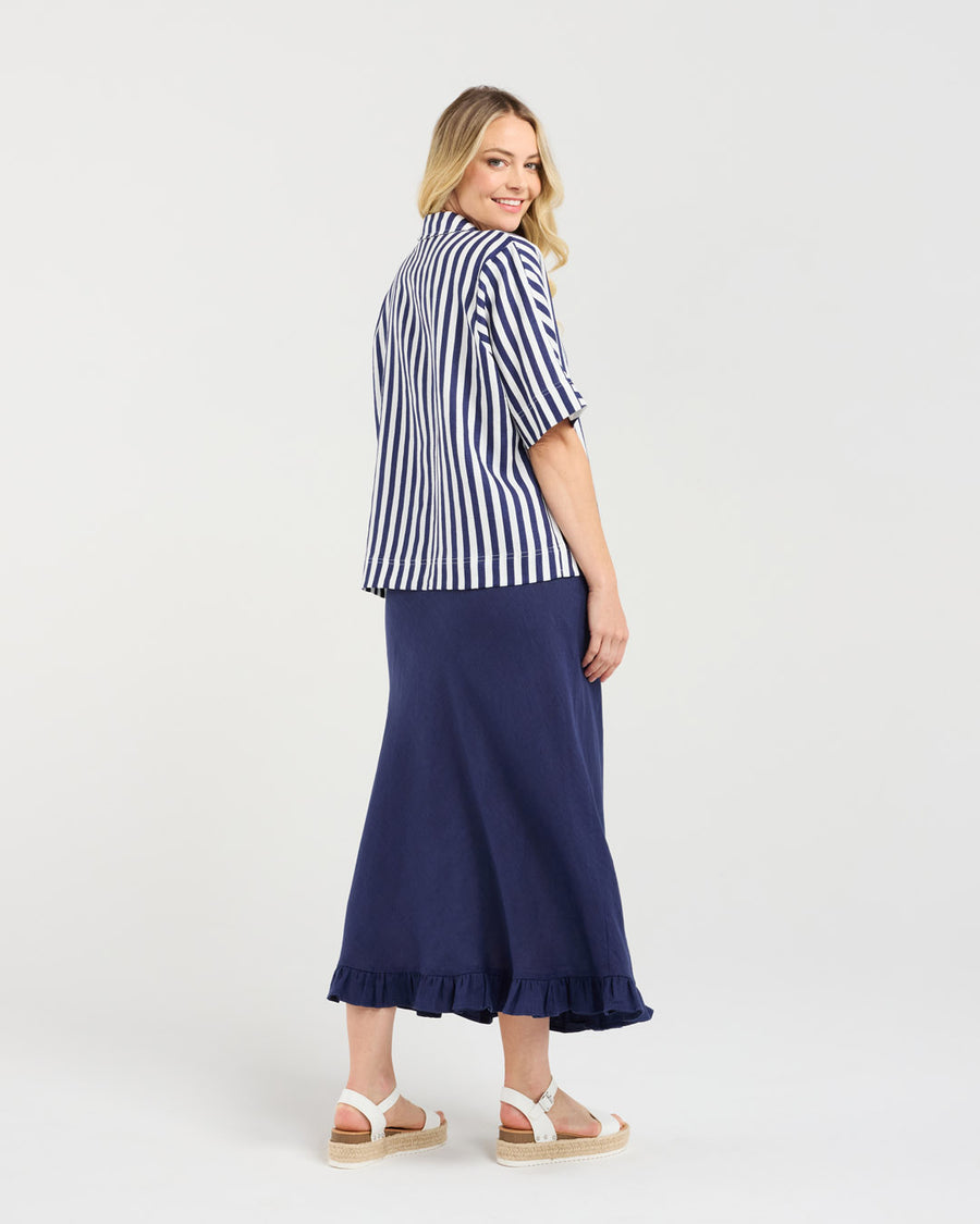 Cecile Boxy Shirt | Blue Stripe | Blackstone