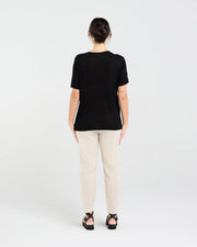 Stephanie Linen Blend Tee | Black | Blackstone