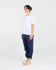 Stephanie Linen Blend Tee | White | Blackstone
