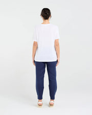 Stephanie Linen Blend Tee | White | Blackstone