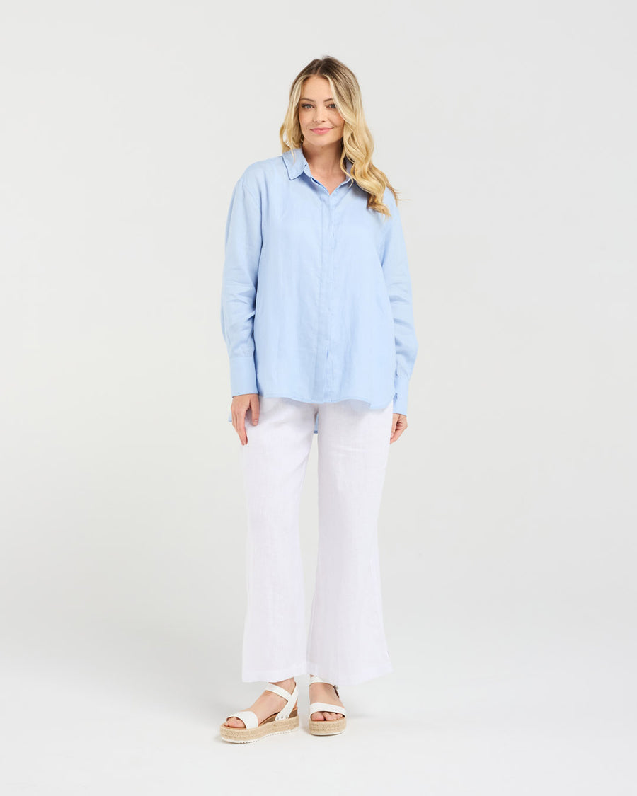 Agatha Linen Shirt | Ice | Blackstone