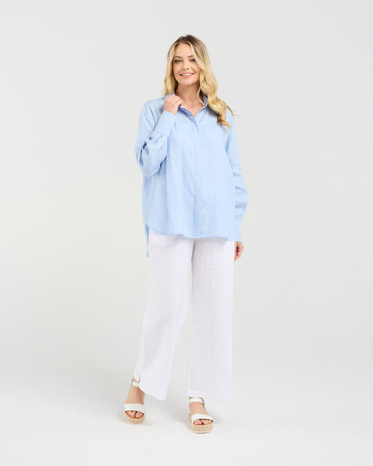 Agatha Linen Shirt | Ice | Blackstone