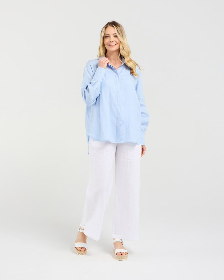 Agatha Linen Shirt | Ice | Blackstone