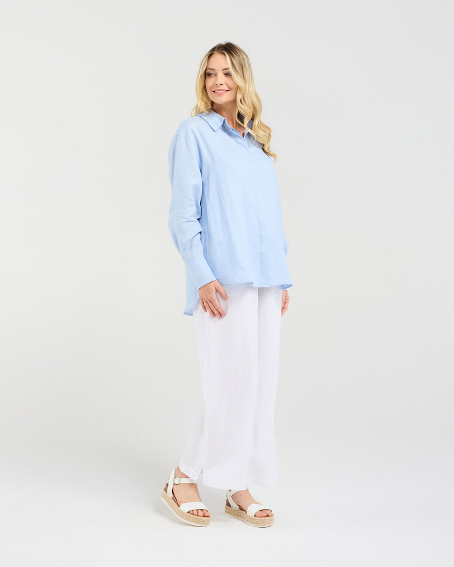 Agatha Linen Shirt | Ice | Blackstone