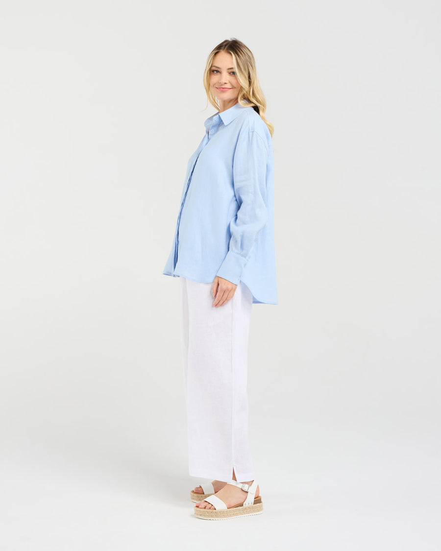 Agatha Linen Shirt | Ice | Blackstone