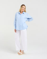 Agatha Linen Shirt | Ice | Blackstone