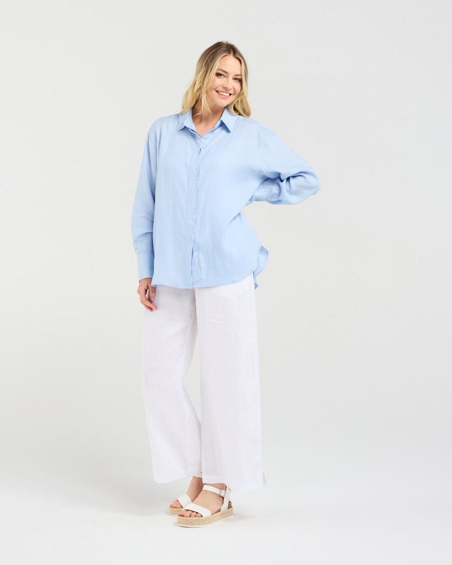 Agatha Linen Shirt | Ice | Blackstone