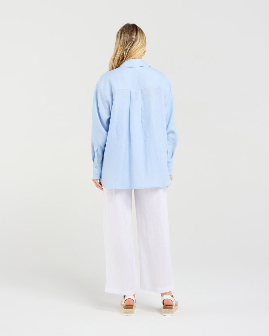 Agatha Linen Shirt | Ice | Blackstone