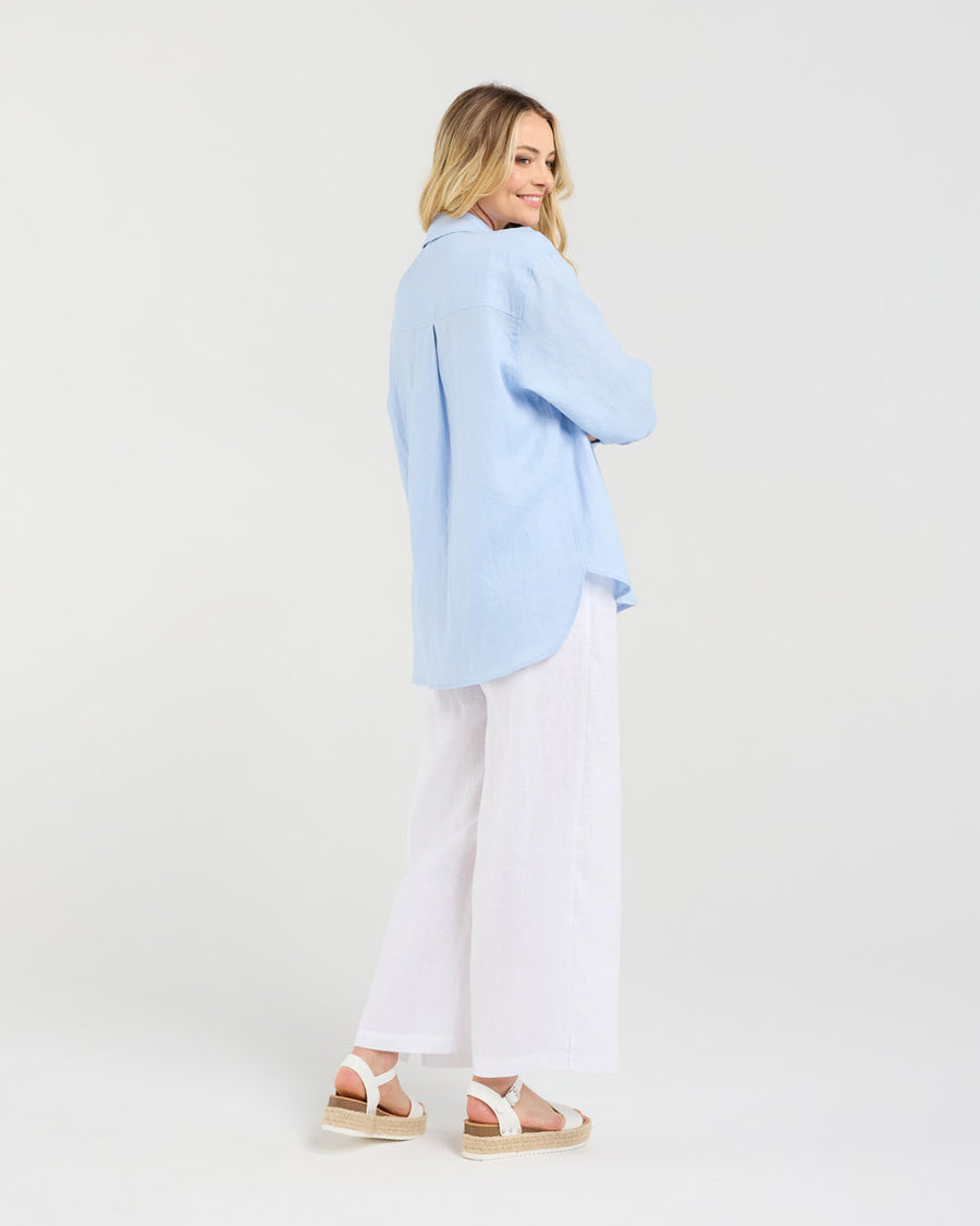 Agatha Linen Shirt | Ice | Blackstone