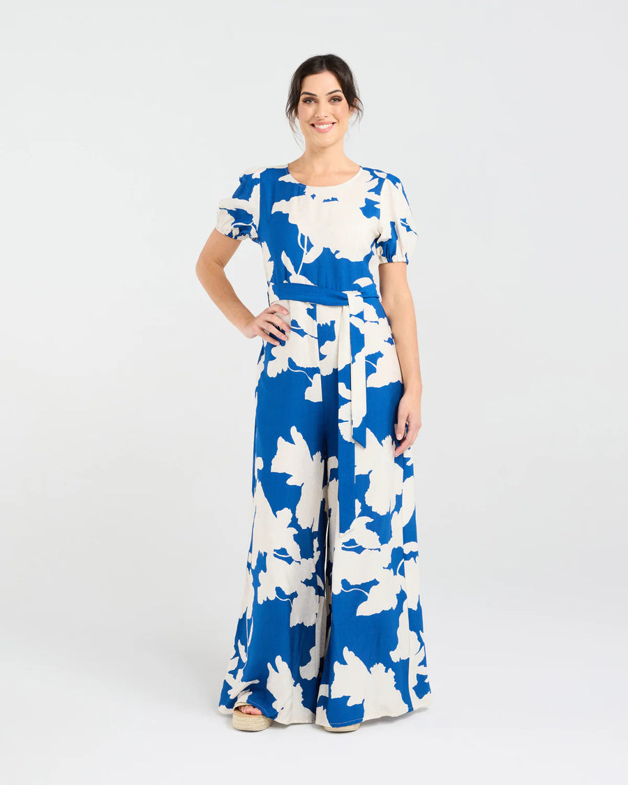 Juliana Tie Waist Jumpsuit | Blue | Blackstone
