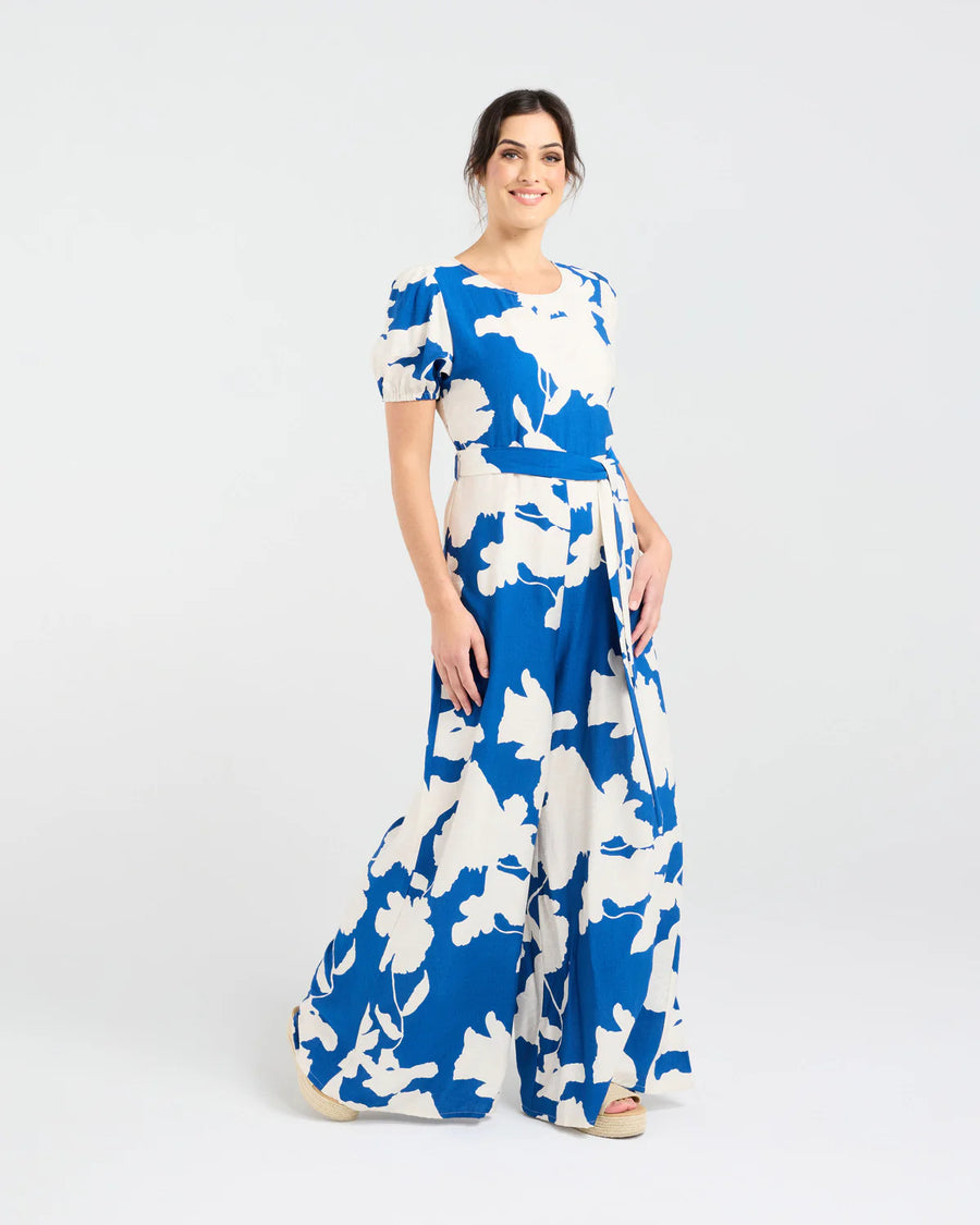 Juliana Tie Waist Jumpsuit | Blue | Blackstone