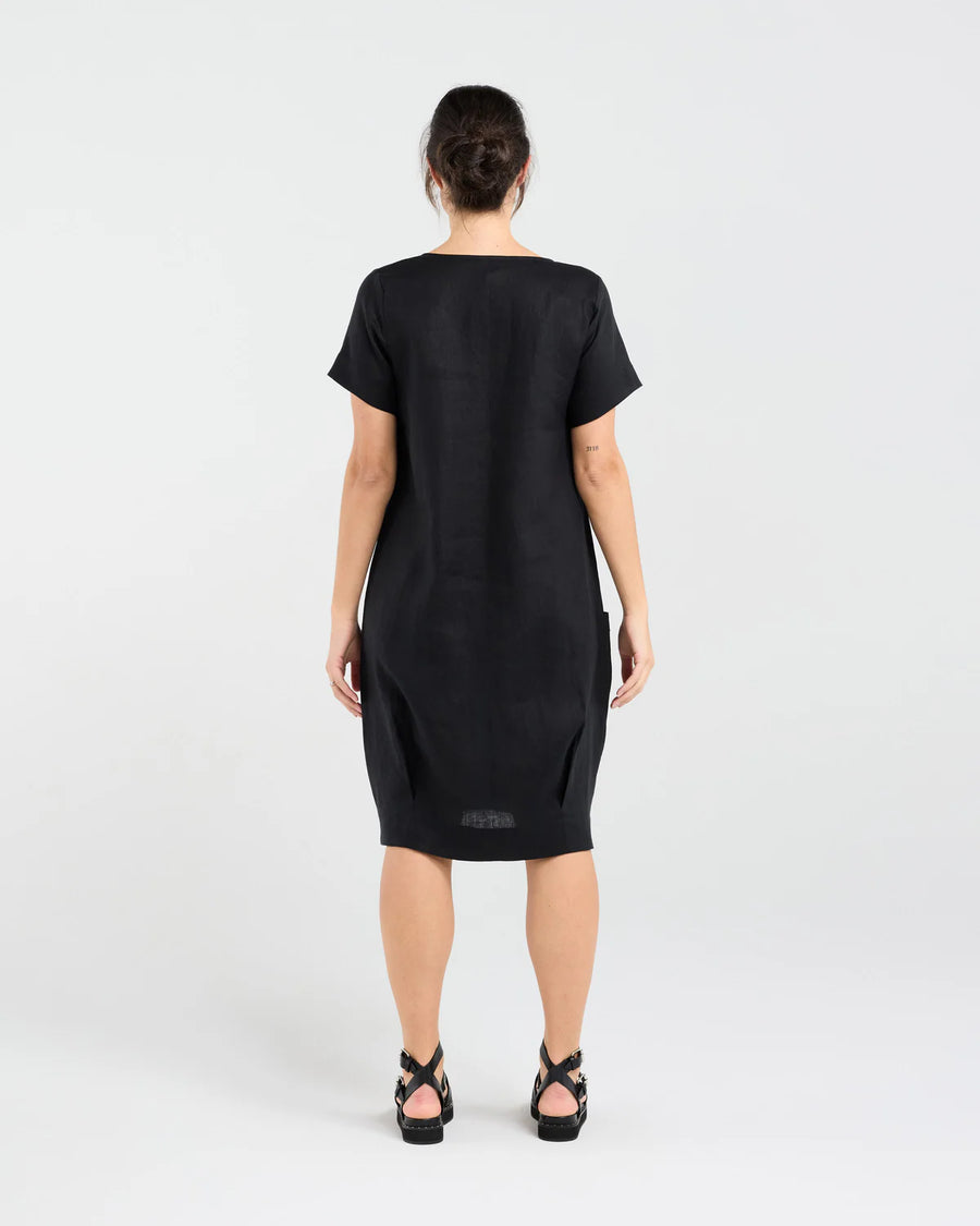 Lilian Linen Dress | Black | Blackstone