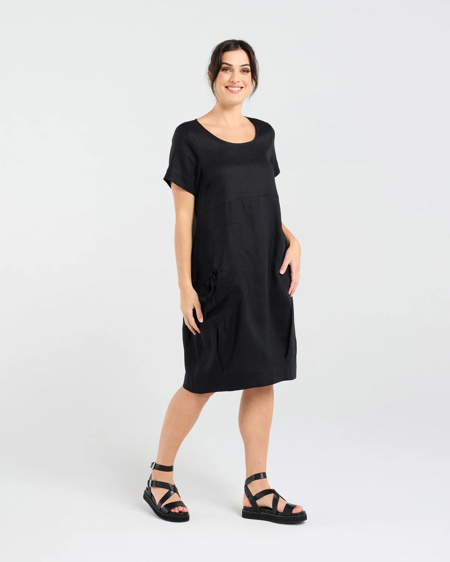 Lilian Linen Dress | Black | Blackstone