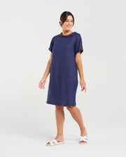 Natacha Linen Dress | Navy | Blackstone
