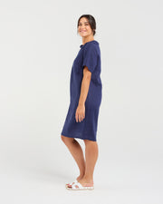 Natacha Linen Dress | Navy | Blackstone