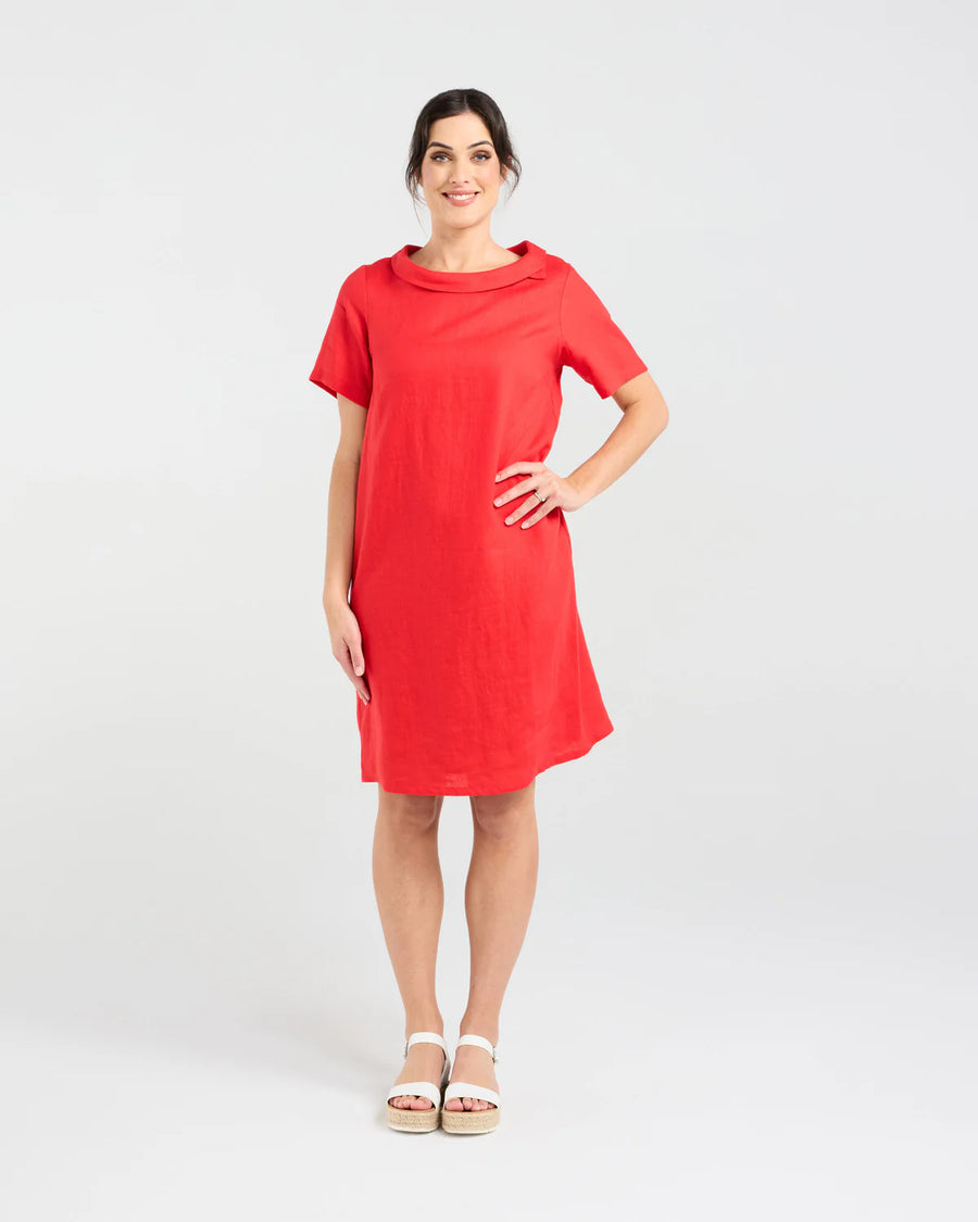 Natacha Linen Dress |Poppy Red | Blackstone