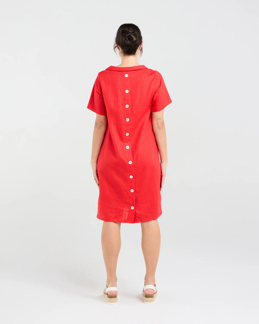 Natacha Linen Dress |Poppy Red | Blackstone