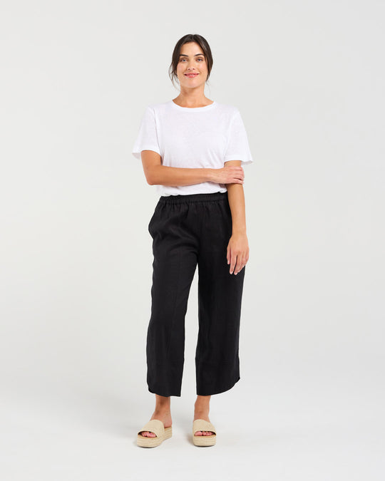 Arabella Petal Hem Pant | Black | Blackstone