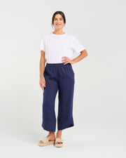 Arabella Petal Hem Pant | Navy | Blackstone