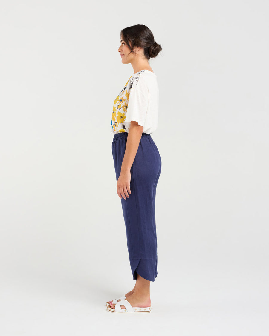 Arabella Petal Hem Pant | Navy | Blackstone