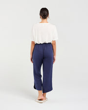 Arabella Petal Hem Pant | Navy | Blackstone