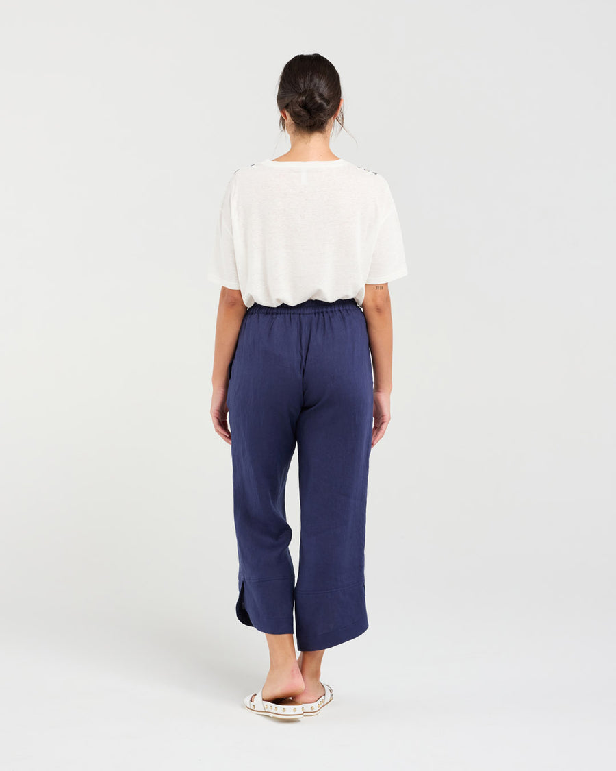 Arabella Petal Hem Pant | Navy | Blackstone