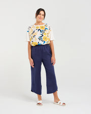 Arabella Petal Hem Pant | Navy | Blackstone
