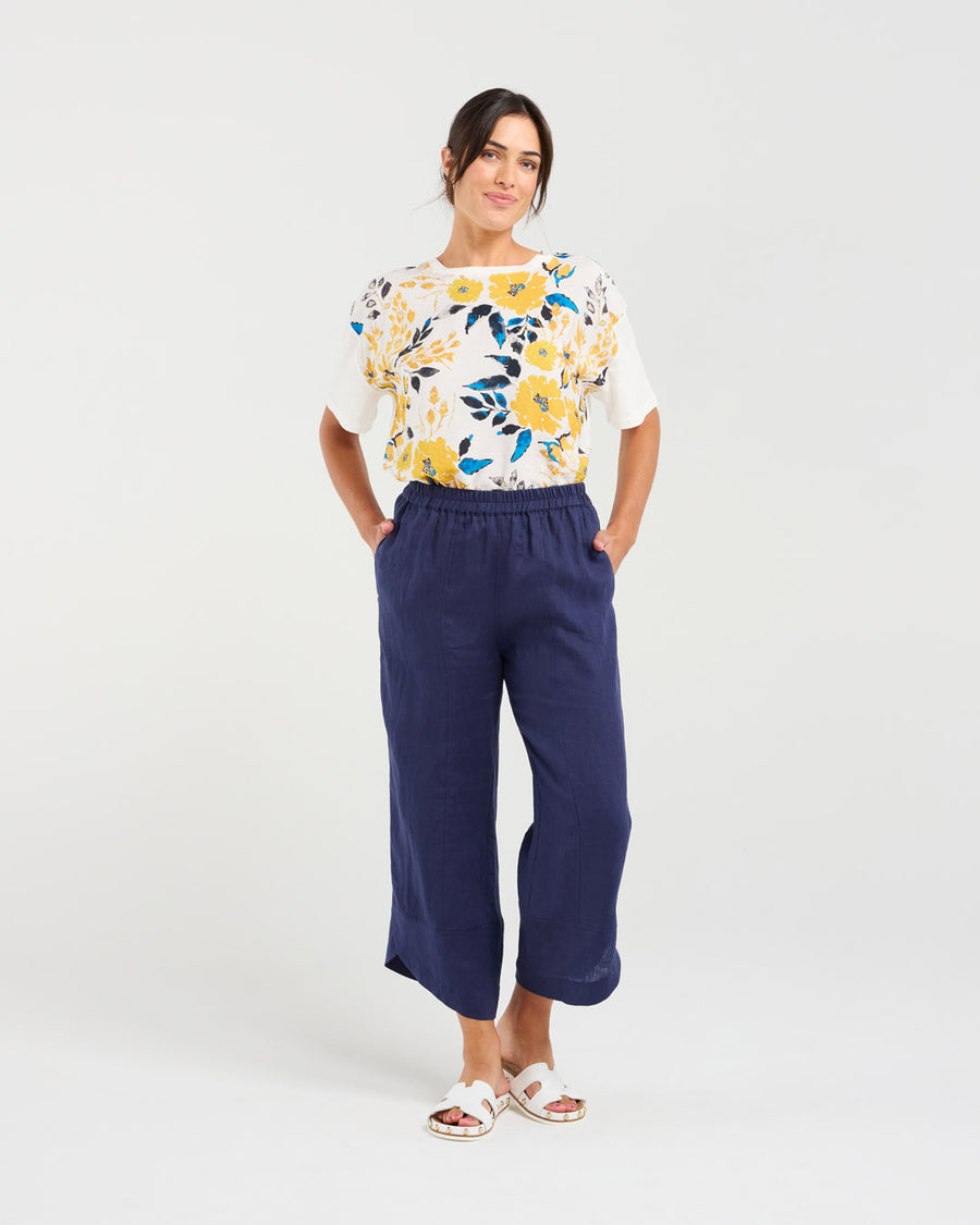 Arabella Petal Hem Pant | Navy | Blackstone