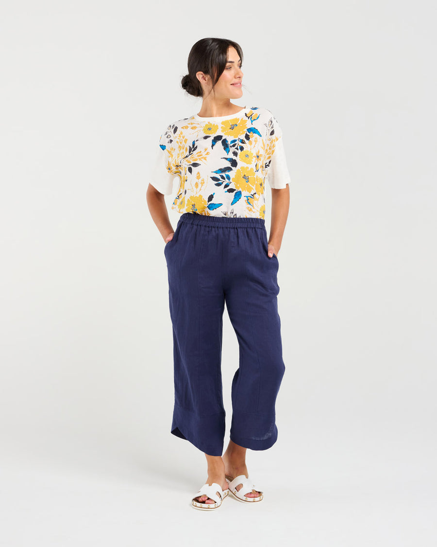 Arabella Petal Hem Pant | Navy | Blackstone