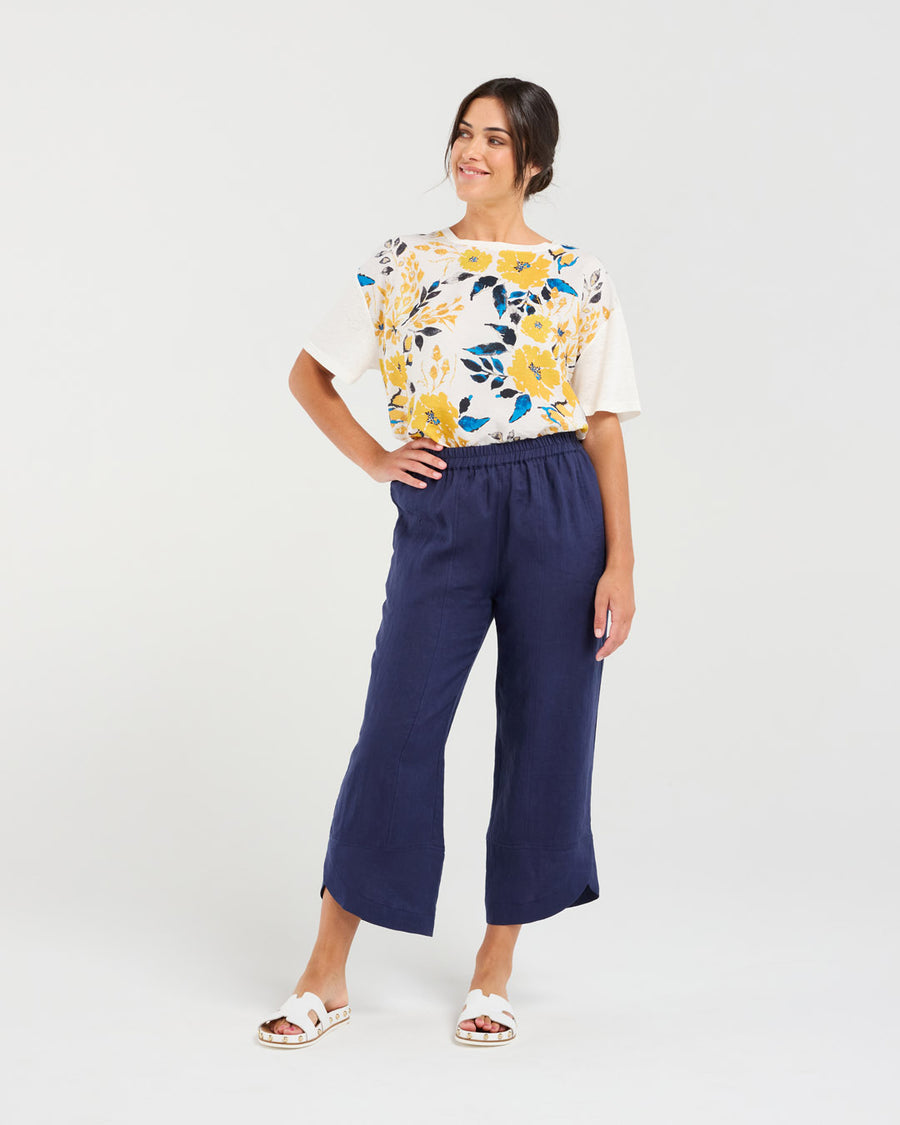 Arabella Petal Hem Pant | Navy | Blackstone