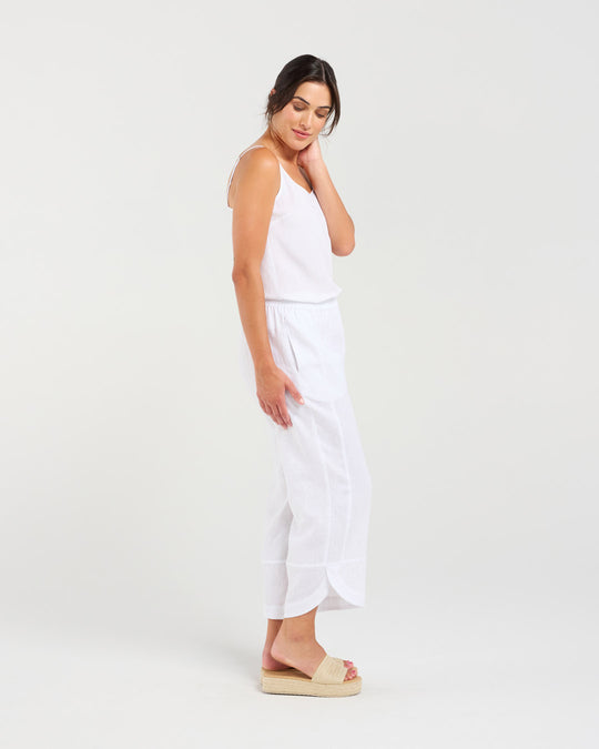 Arabella Petal Hem Pant | White | Blackstone