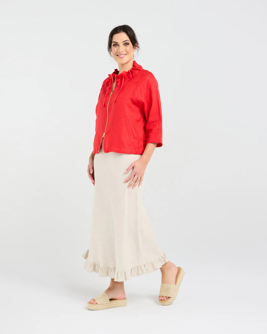 Victoria Gold Zip Jacket | Poppy Red | Blackstone