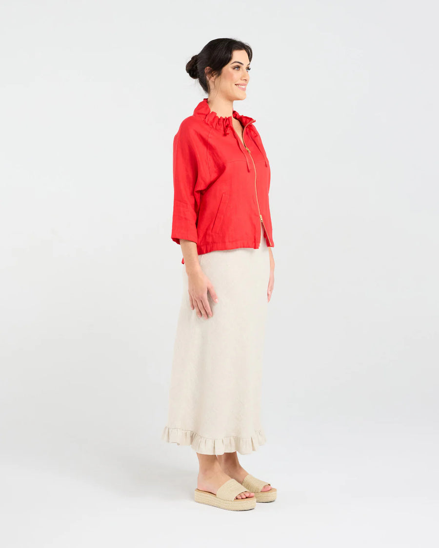 Victoria Gold Zip Jacket | Poppy Red | Blackstone