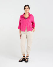 Victoria Gold Zip Jacket | Raspberry | Blackstone