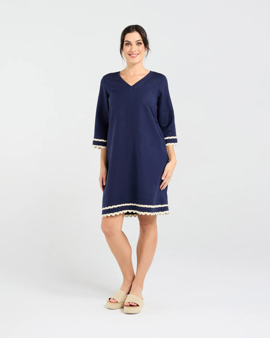 Desiree Dress | Navy/Gold | Blackstone