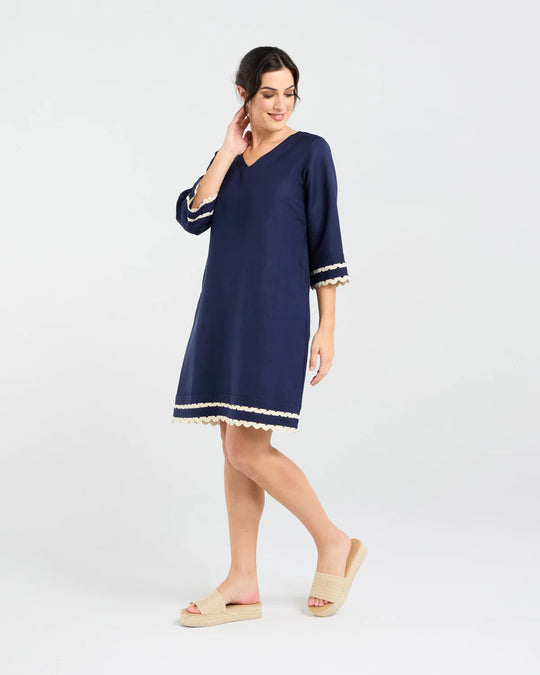 Desiree Dress | Navy/Gold | Blackstone