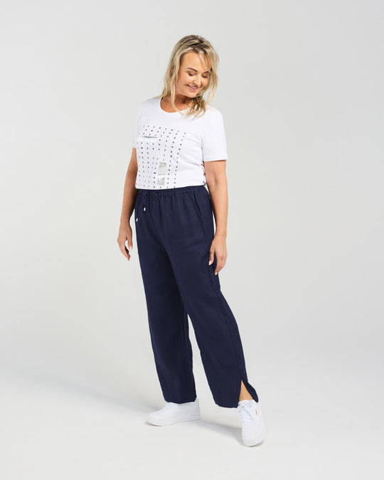 Straight Leg Linen Pant | Blackstone