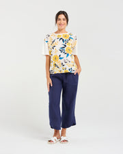 Delphine Print Top | Yellow | Blackstone