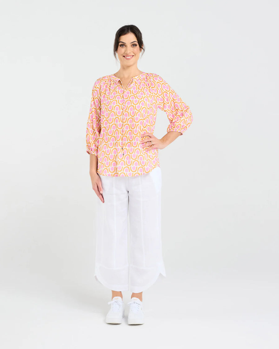 Colette Gathered Top | Sunset | Blackstone