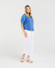 Ariane Broderie Tee | Blue | Blackstone