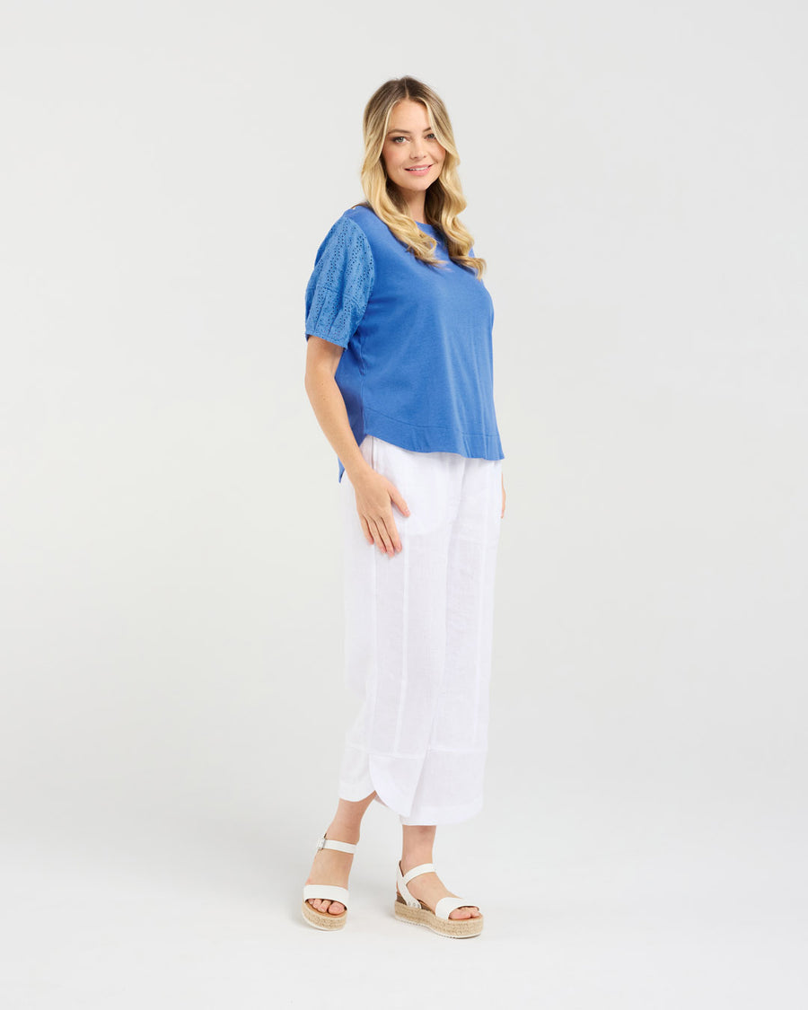 Ariane Broderie Tee | Blue | Blackstone