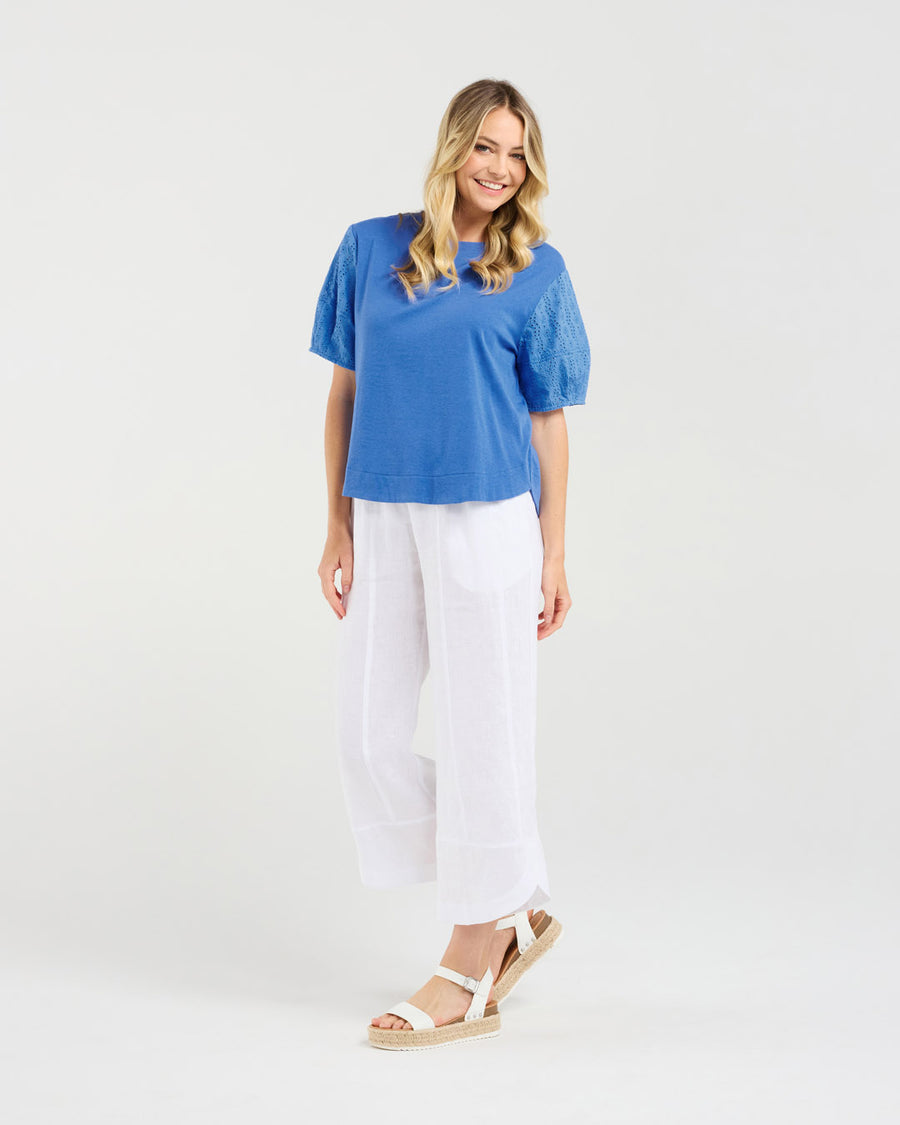 Ariane Broderie Tee | Blue | Blackstone