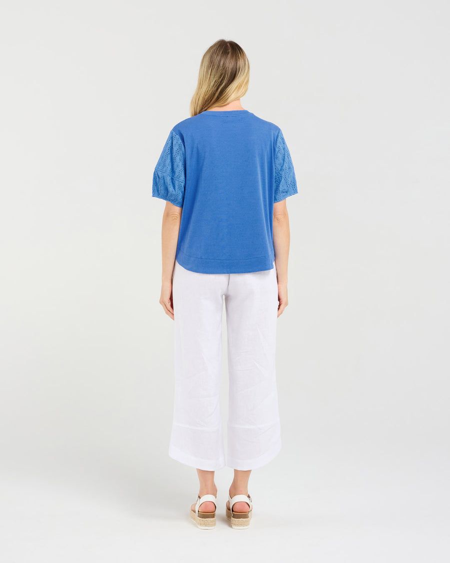 Ariane Broderie Tee | Blue | Blackstone
