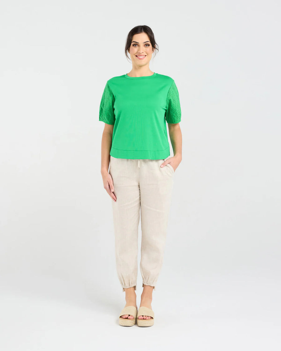 Ariane Broderie Tee | Green | Blackstone