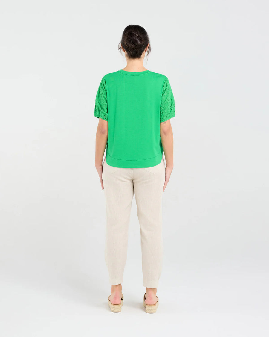 Ariane Broderie Tee | Green | Blackstone