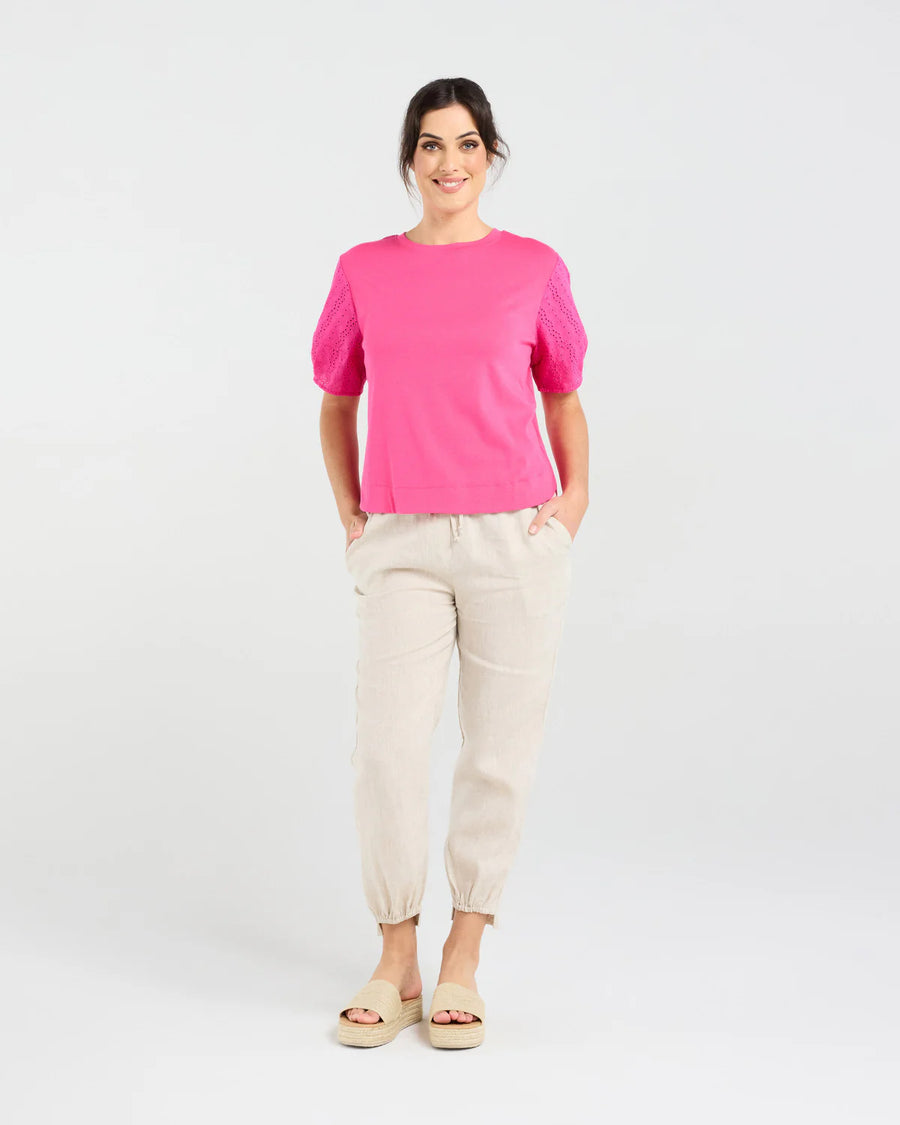 Ariane Broderie Tee | Raspberry | Blackstone