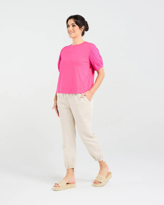 Ariane Broderie Tee | Raspberry | Blackstone