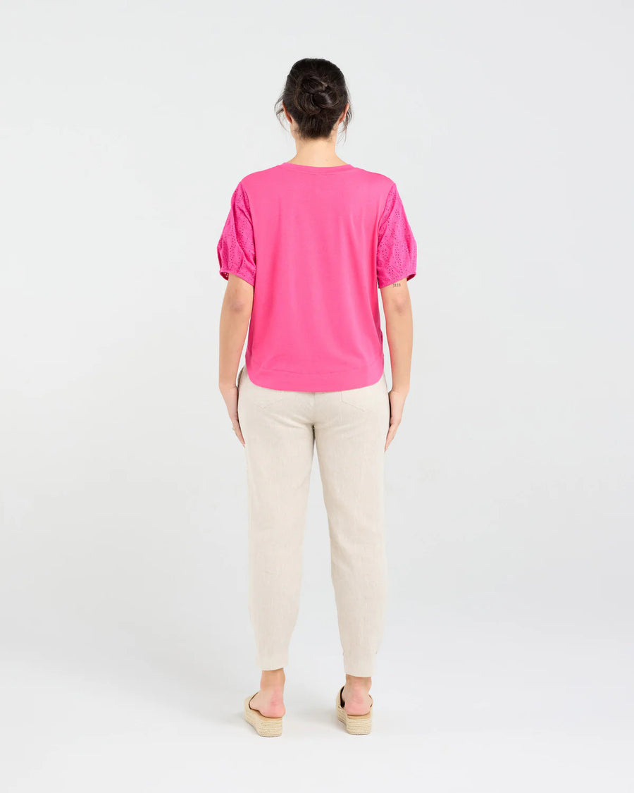 Ariane Broderie Tee | Raspberry | Blackstone